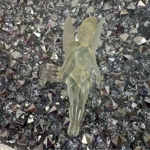 Disney light up green Tinker Bell Clear Frosted Fairy Figurine clip on mini